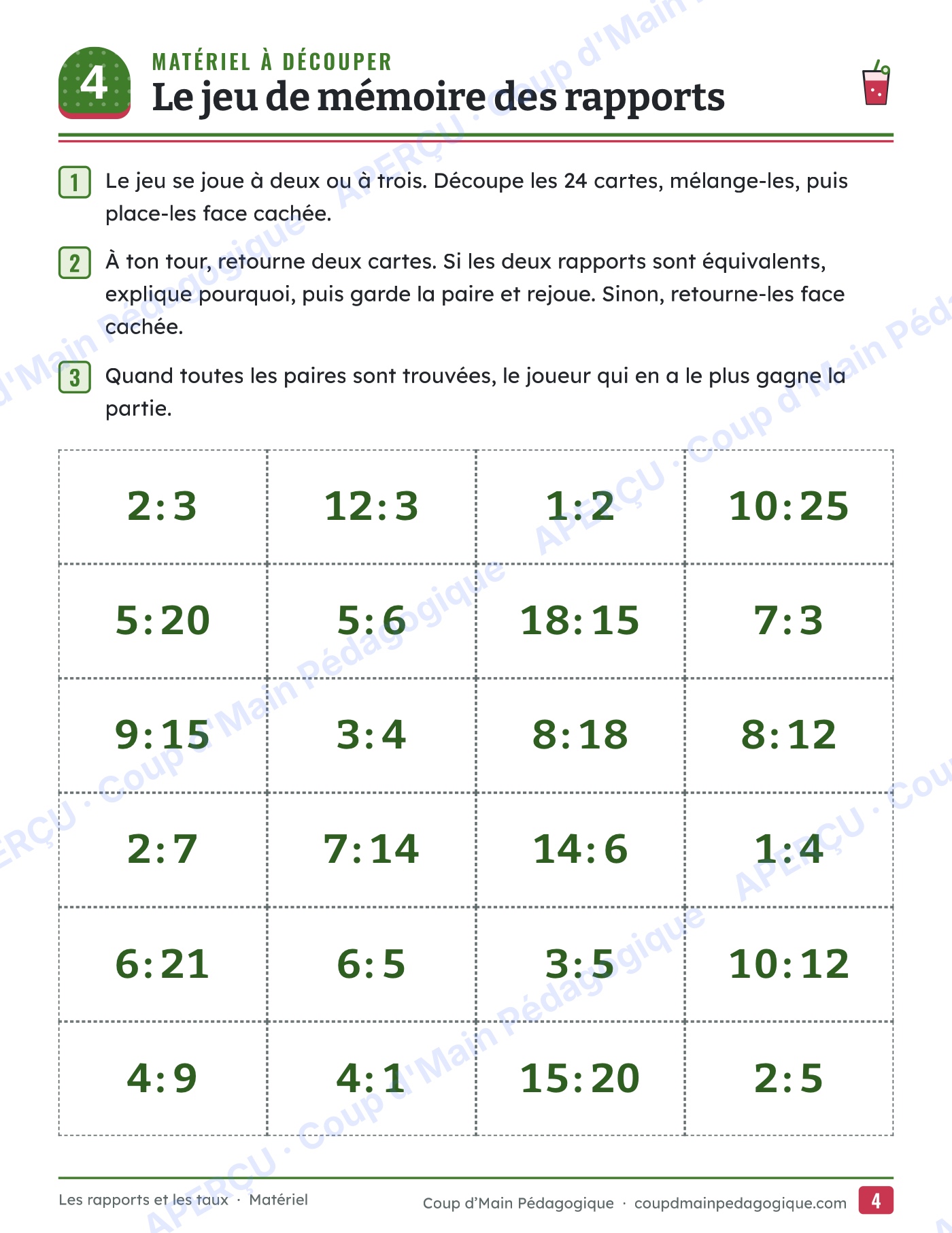 Page 4 — Rapports et taux — 5e-6e année, unité complète
