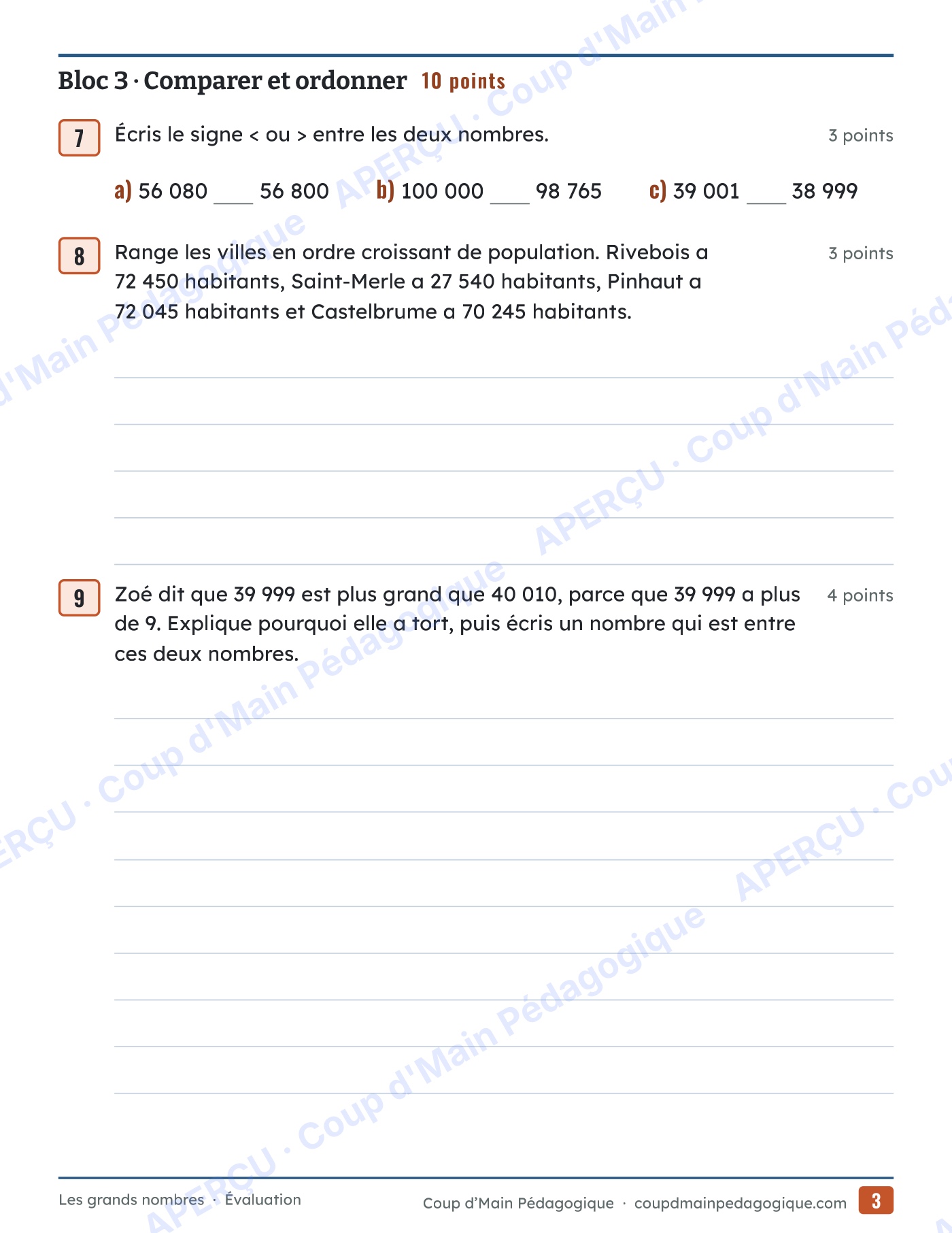 Page 4 — Les grands nombres — 4e-6e année, unité complète