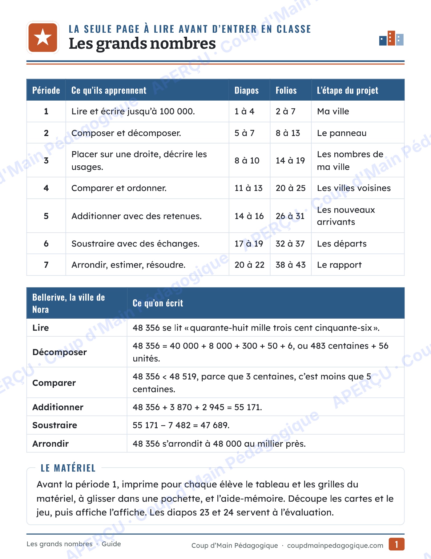 Page 8 — Les grands nombres — 4e-6e année, unité complète