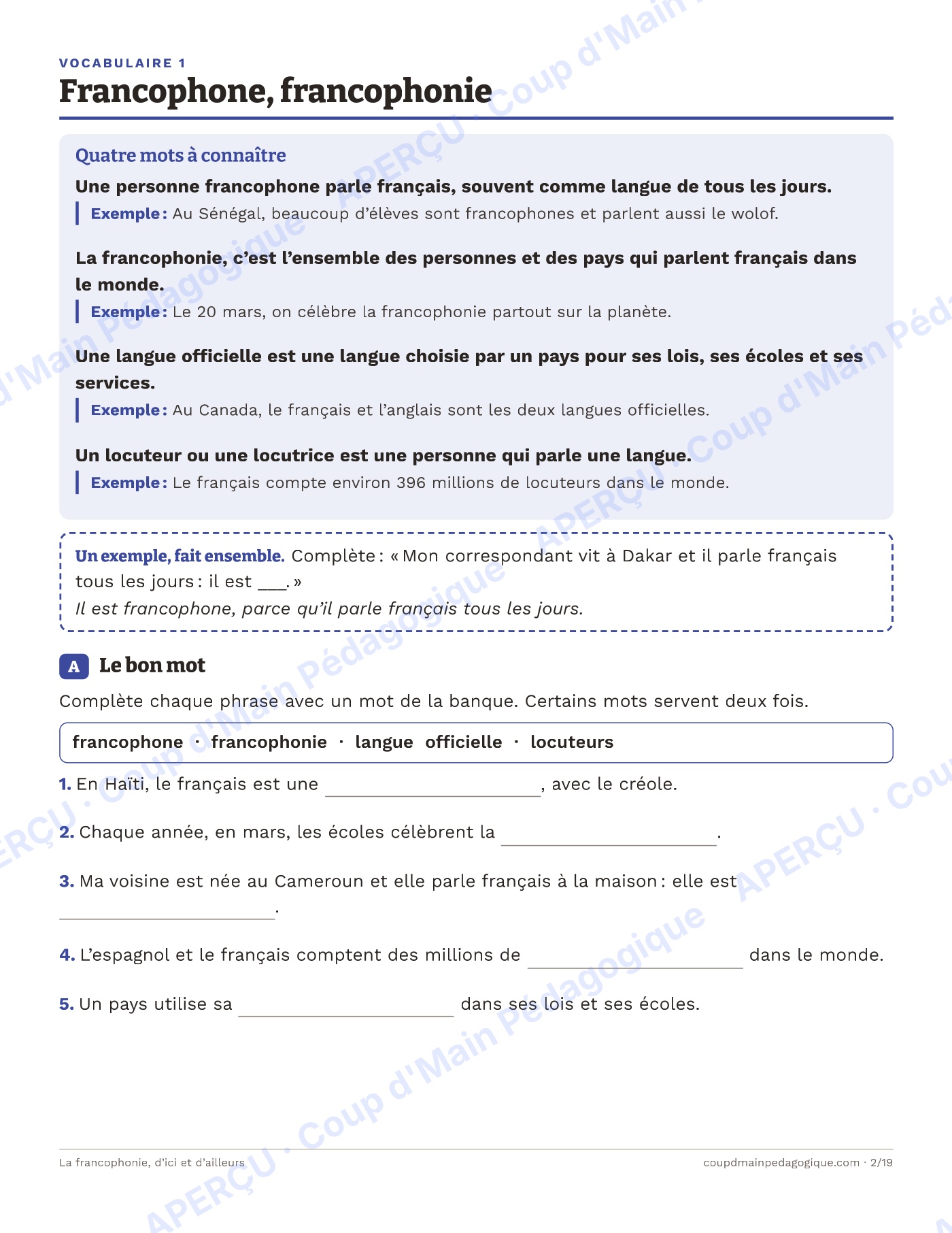 Page 2 — La francophonie d'ici et d'ailleurs — 4e-7e année