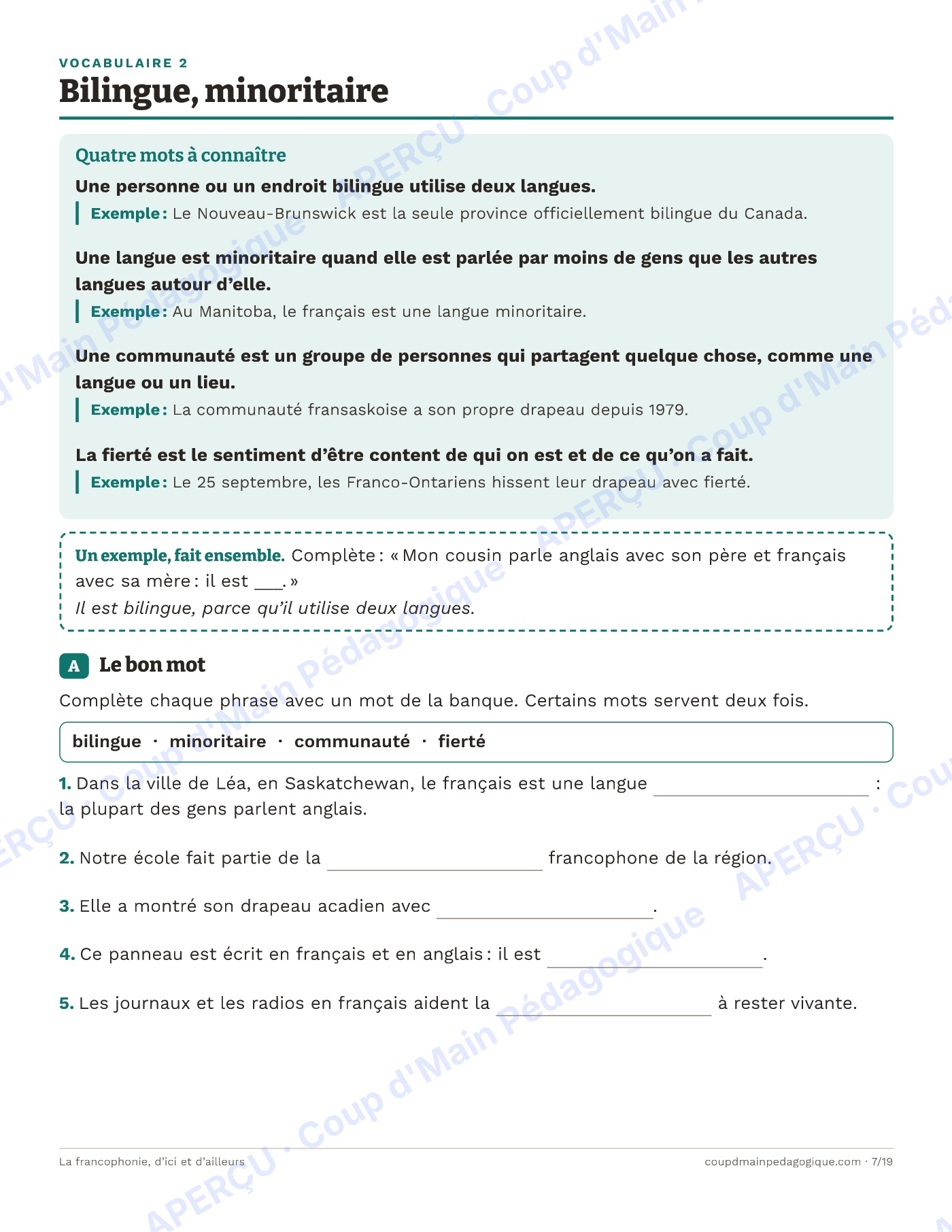 Page 7 — La francophonie d'ici et d'ailleurs — 4e-7e année