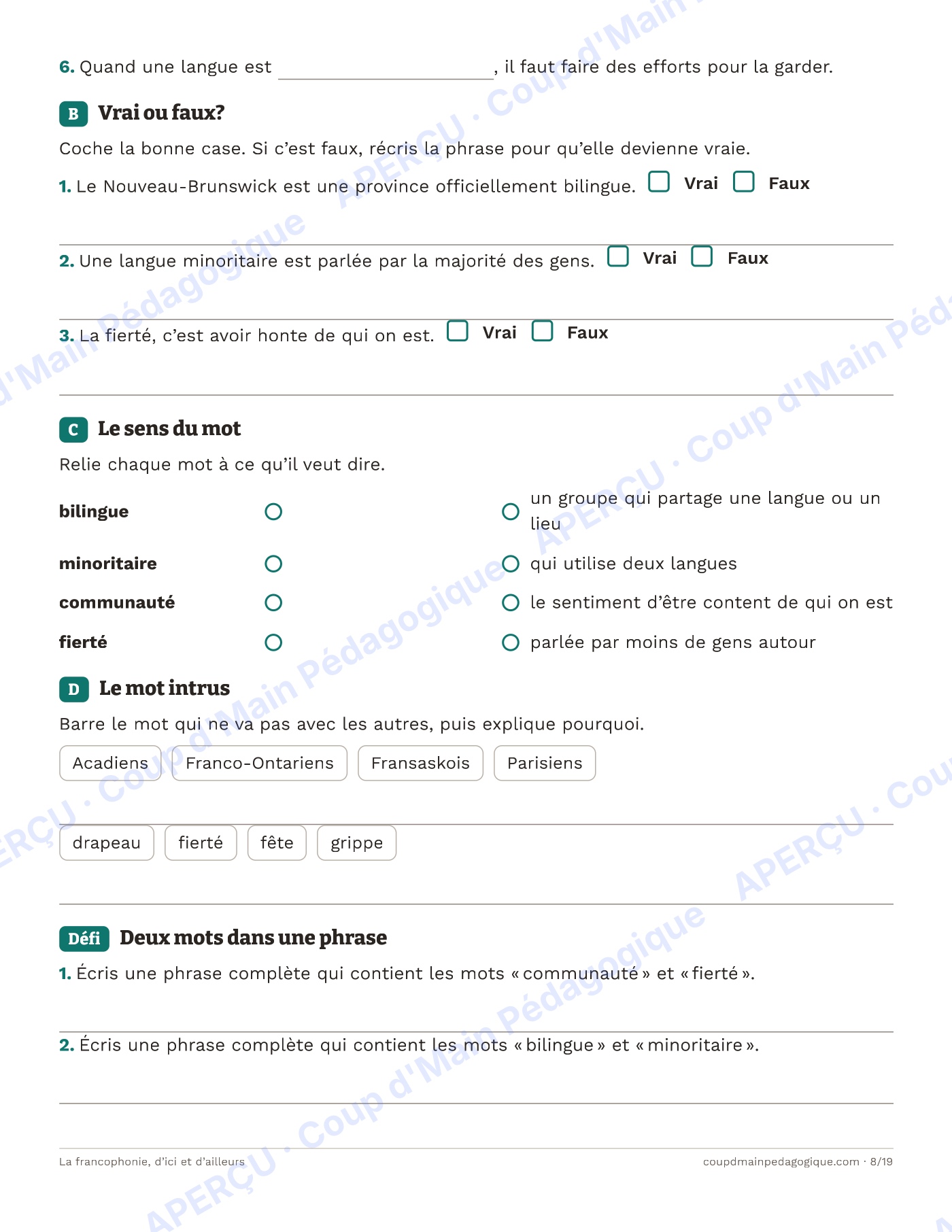 Page 8 — La francophonie d'ici et d'ailleurs — 4e-7e année