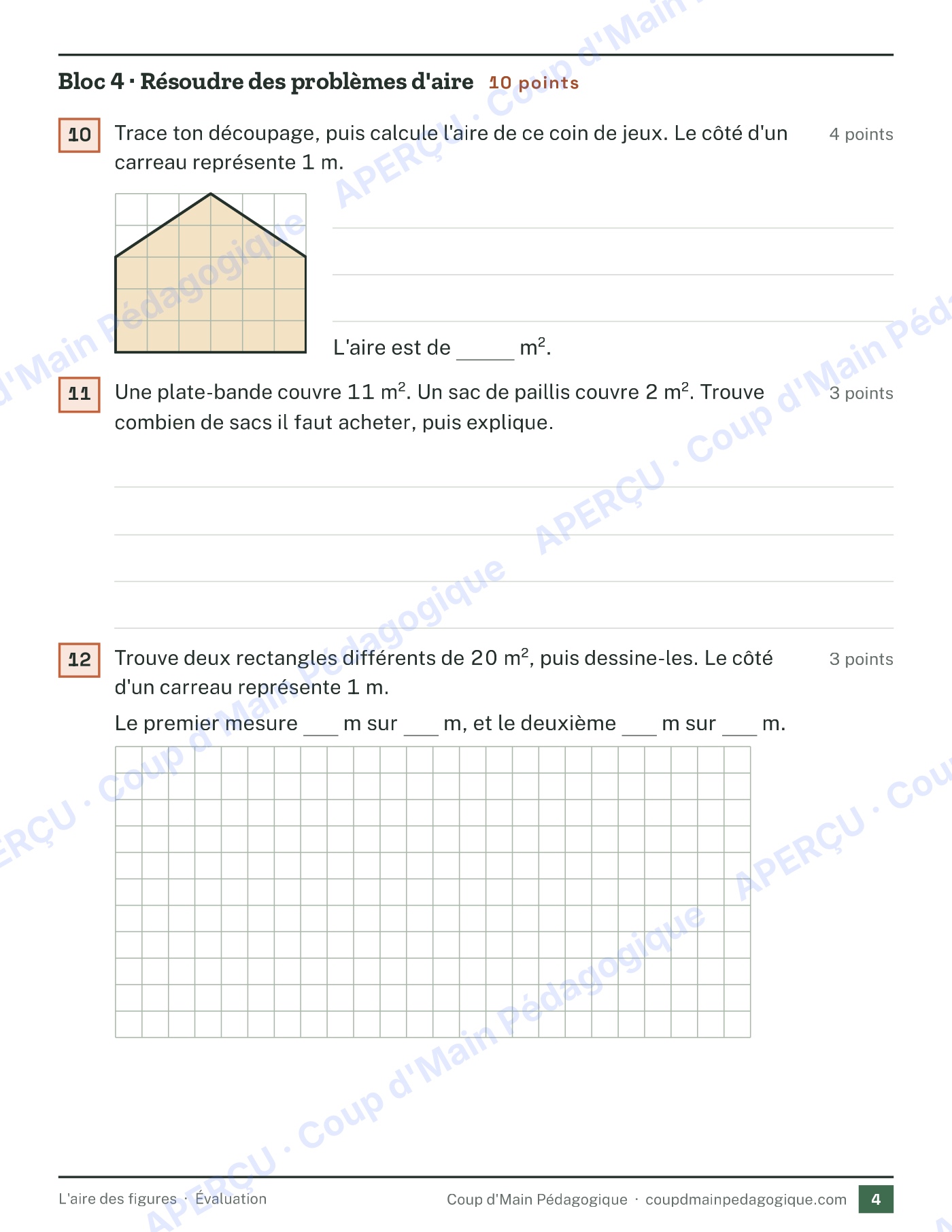 Page 4 — L'aire des figures — 5e-6e année, unité complète