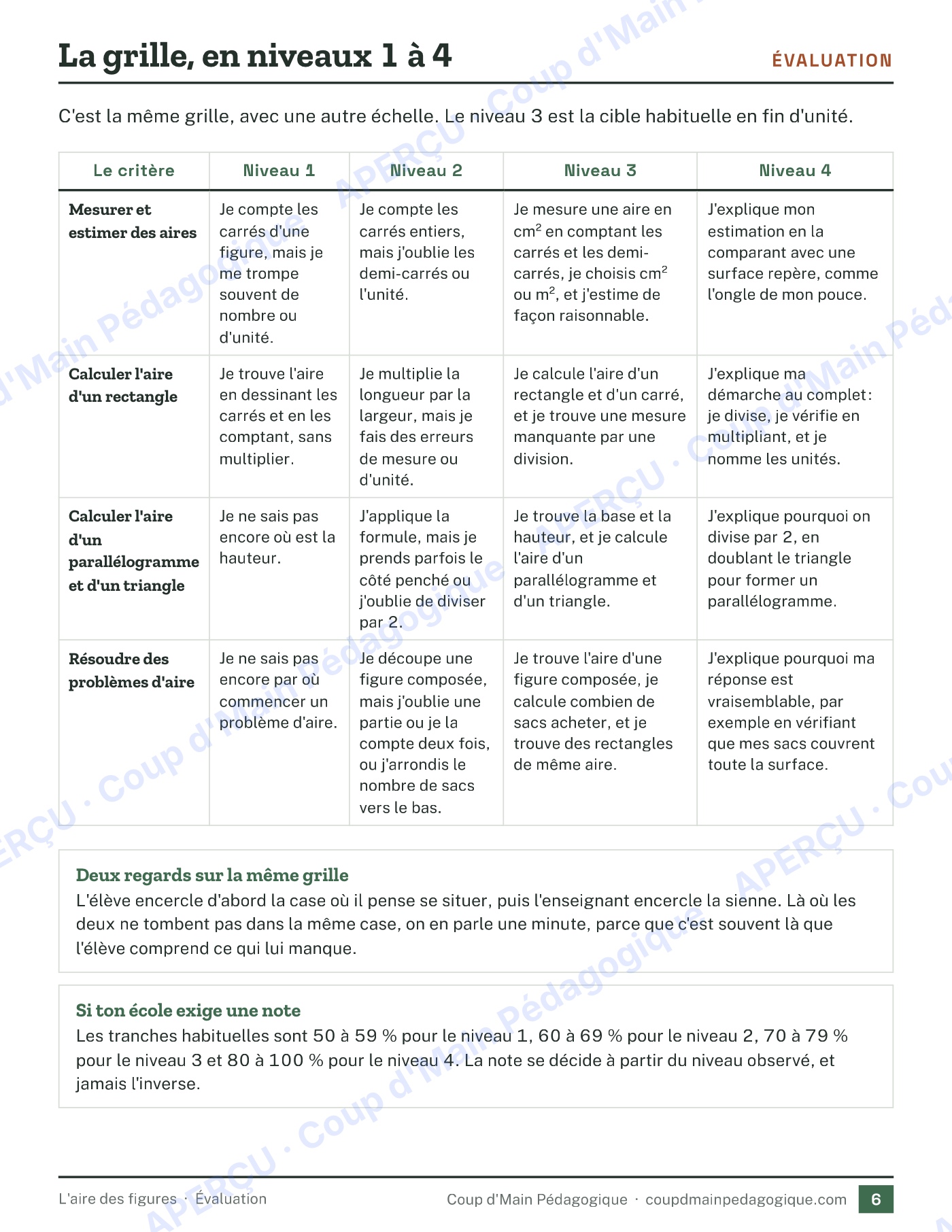 Page 6 — L'aire des figures — 5e-6e année, unité complète