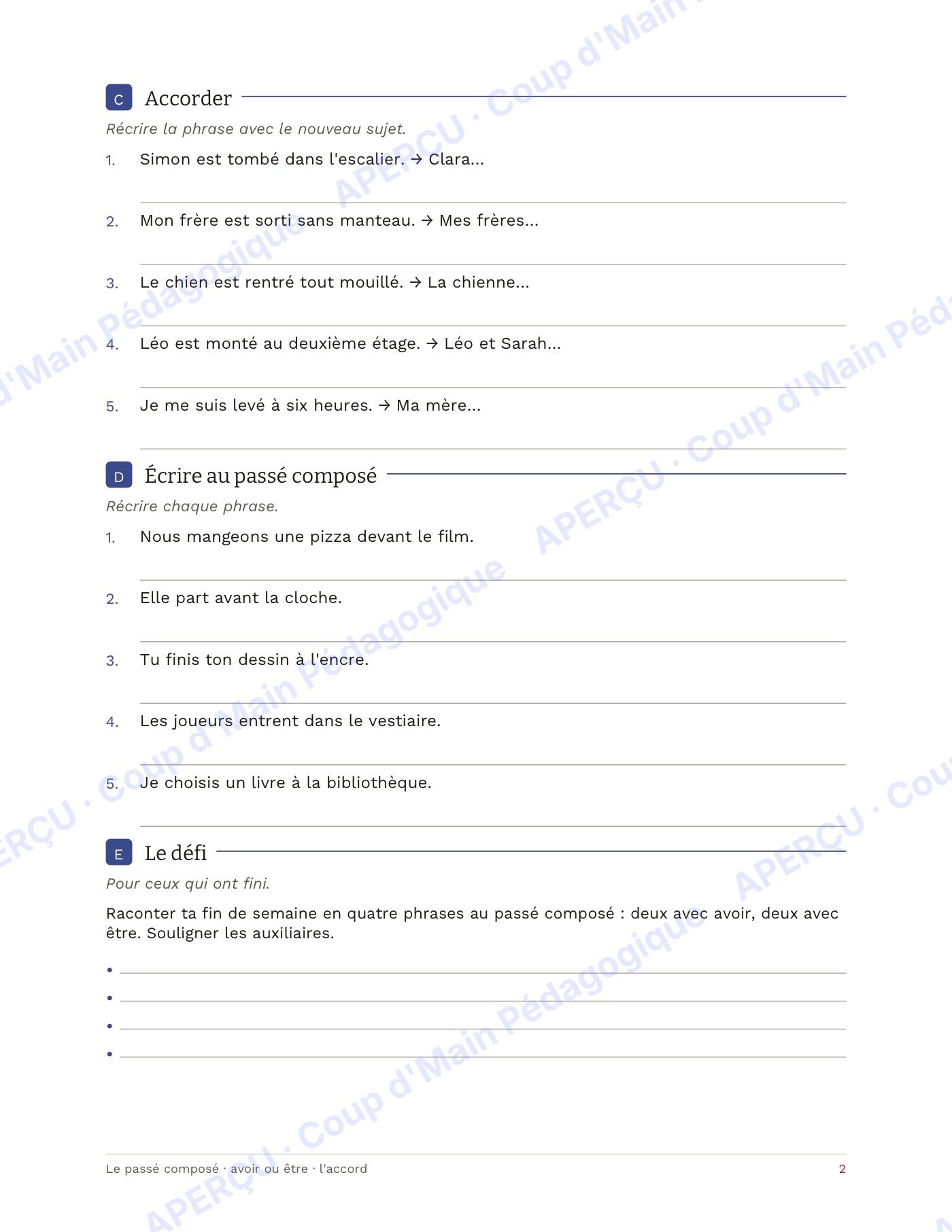 Page 3 — Passé composé et participe passé — 5e-8e, leçon