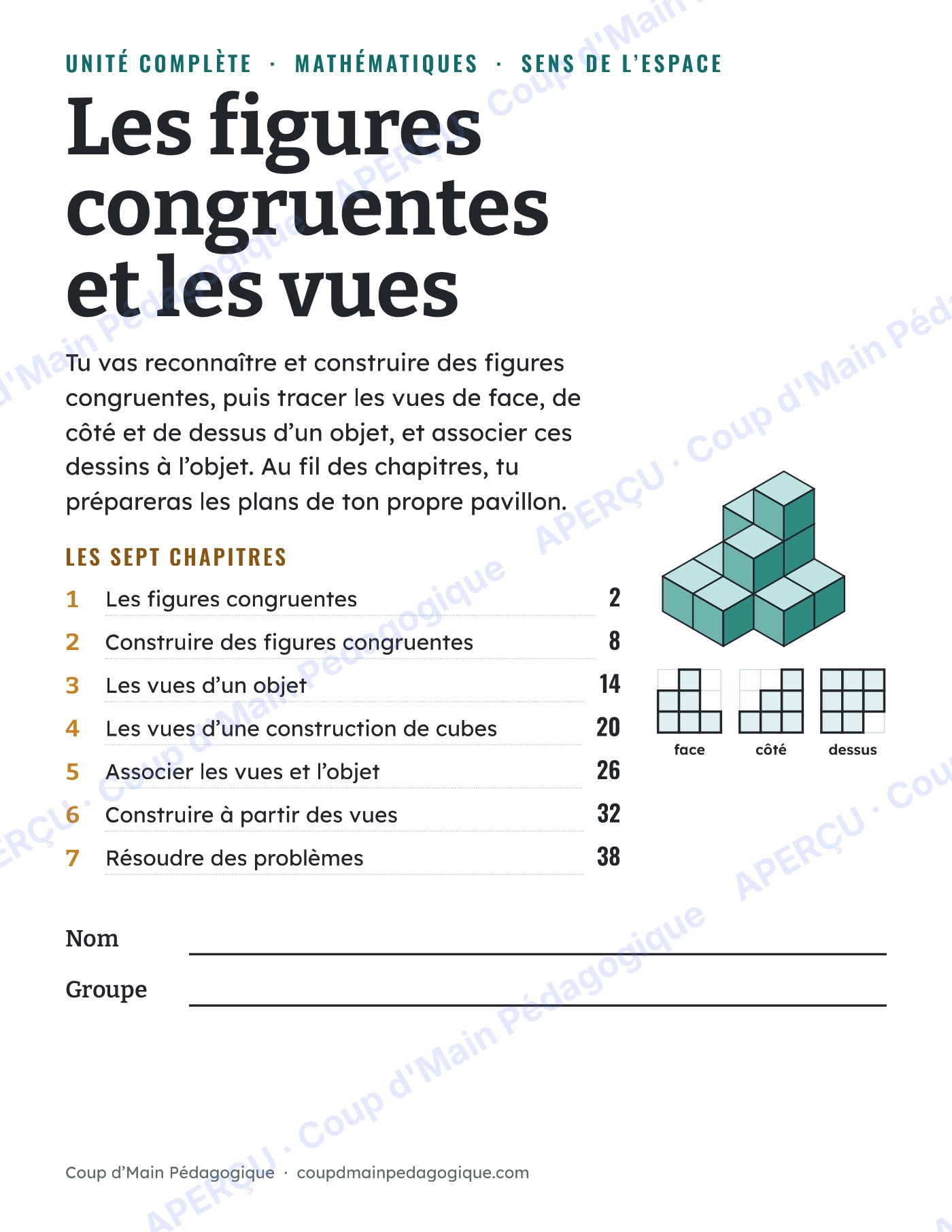 Page 1 — Figures congruentes et vues — 5e-6e année, unité