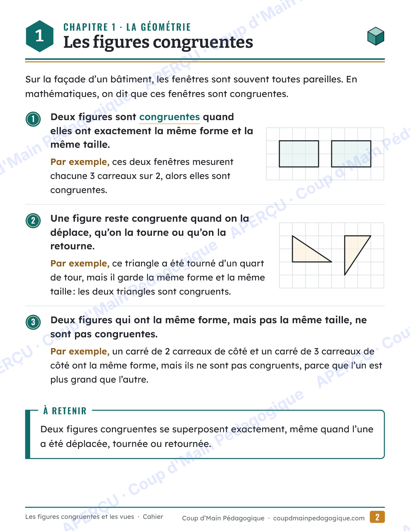 Page 2 — Figures congruentes et vues — 5e-6e année, unité