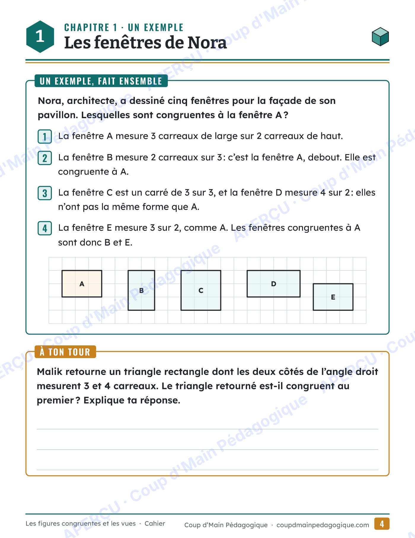 Page 4 — Figures congruentes et vues — 5e-6e année, unité
