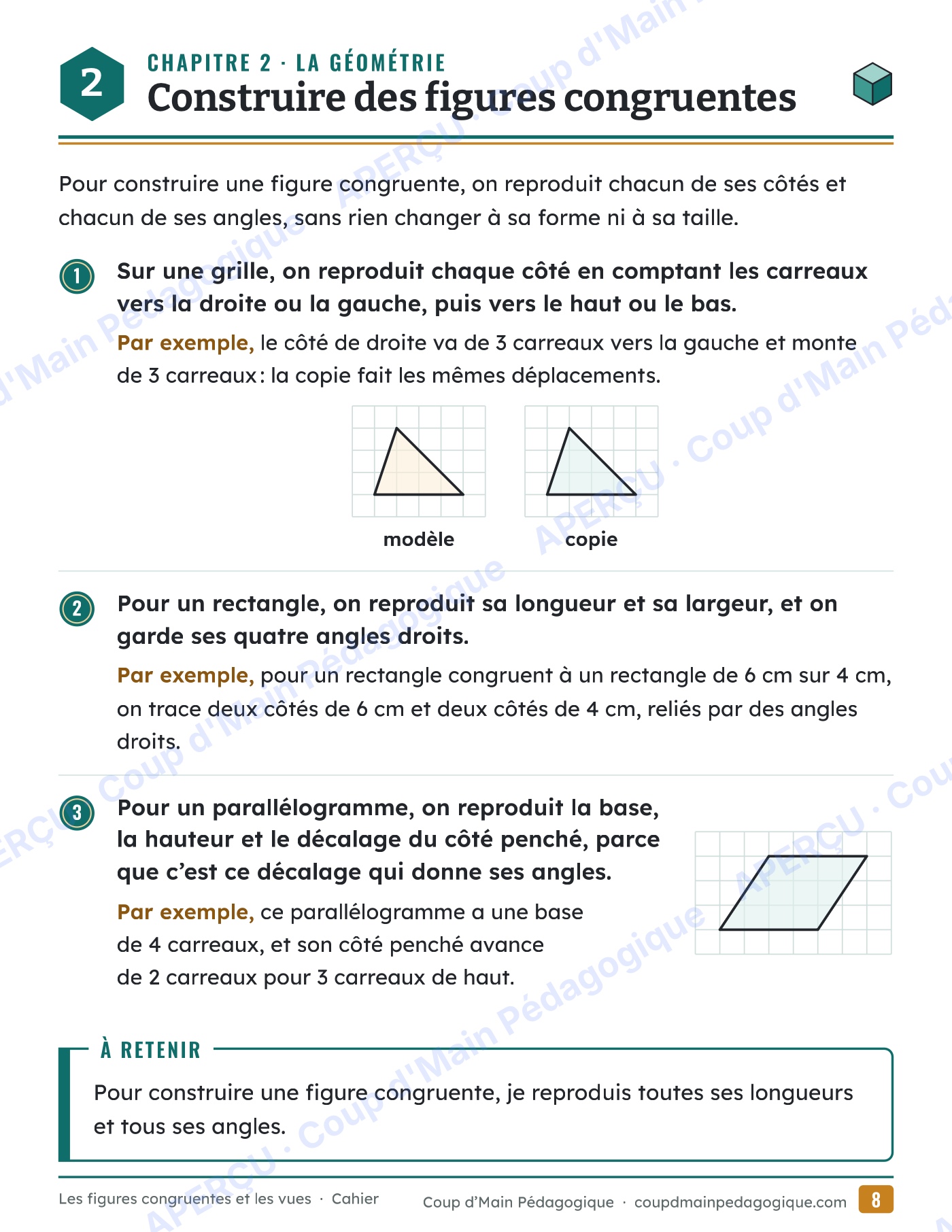 Page 8 — Figures congruentes et vues — 5e-6e année, unité