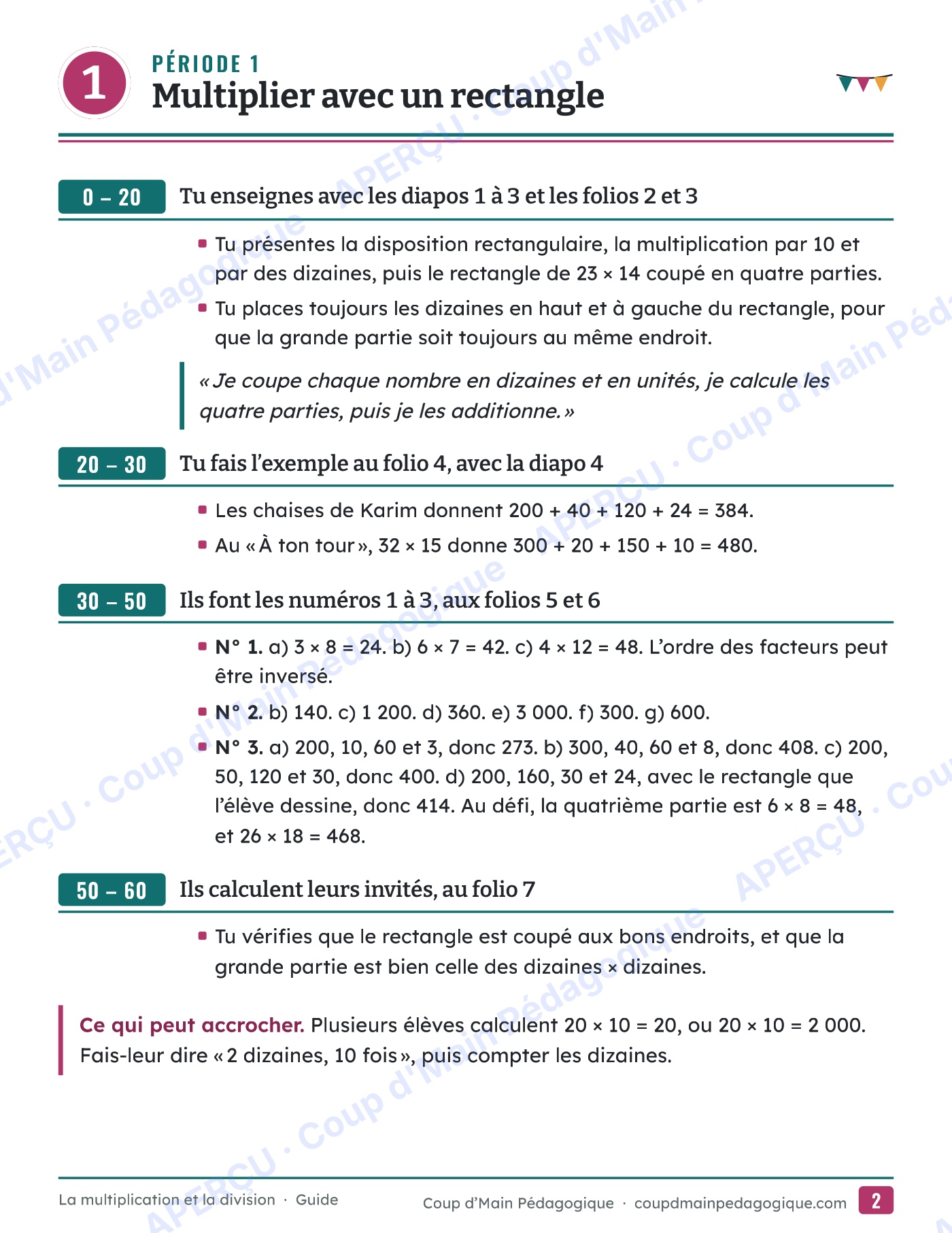 Page 3 — Multiplication et division — 5e-6e année, unité