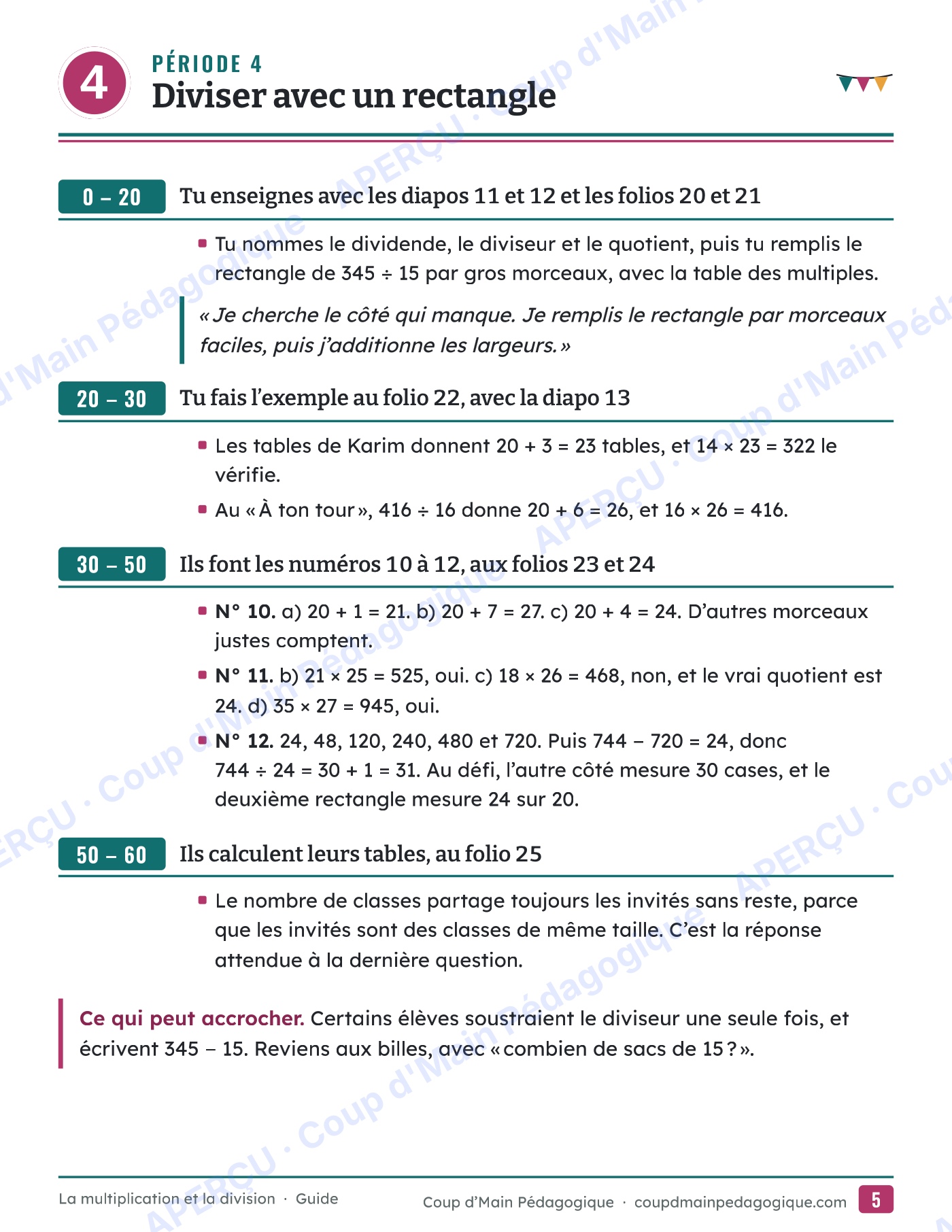 Page 6 — Multiplication et division — 5e-6e année, unité