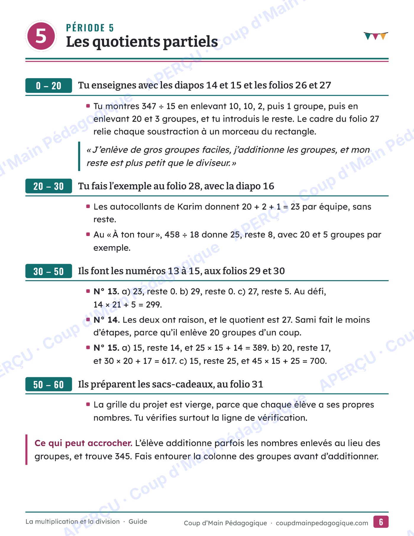 Page 7 — Multiplication et division — 5e-6e année, unité