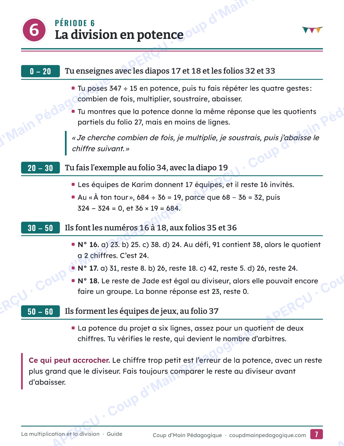 Page 8 — Multiplication et division — 5e-6e année, unité