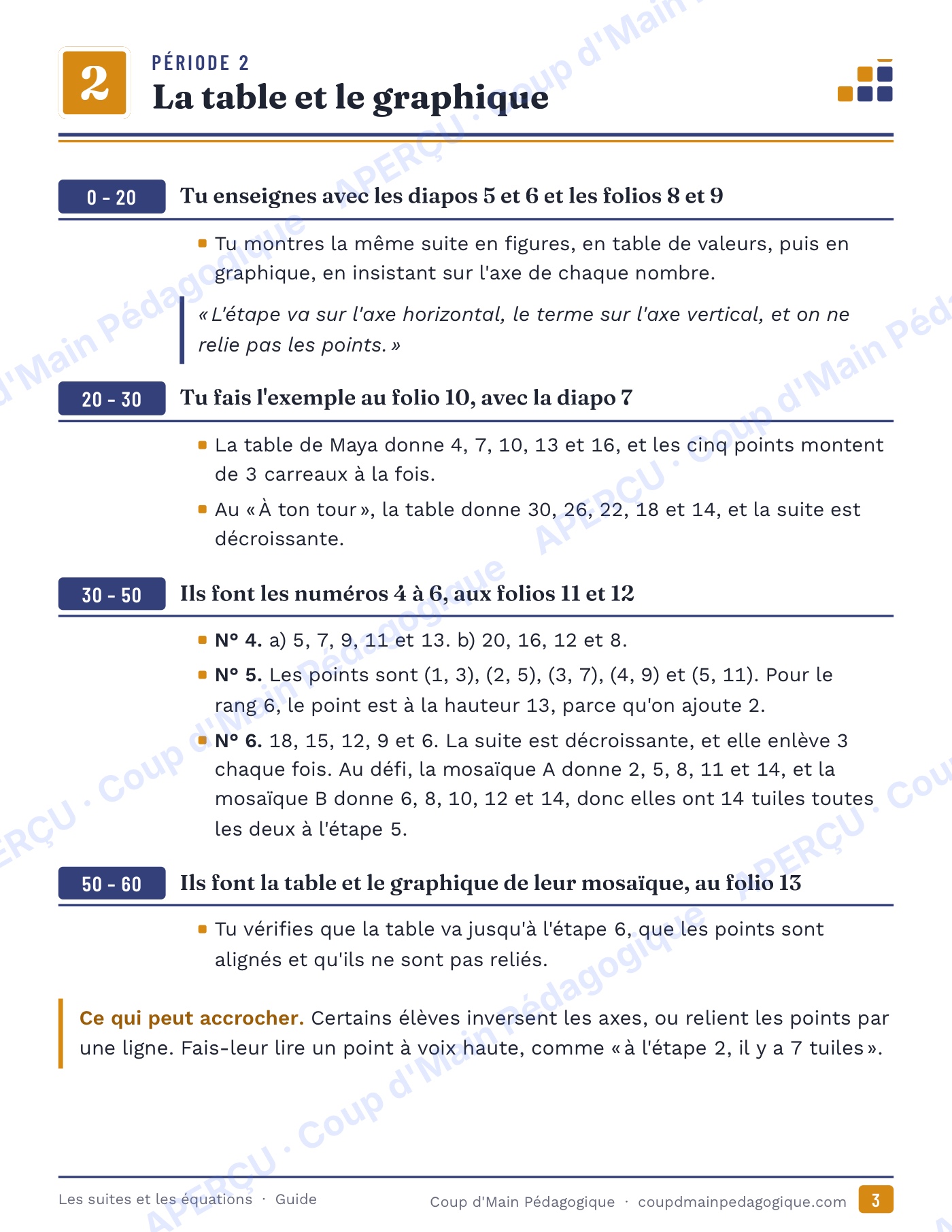 Page 3 — Les suites et les équations — 5e-6e année, unité