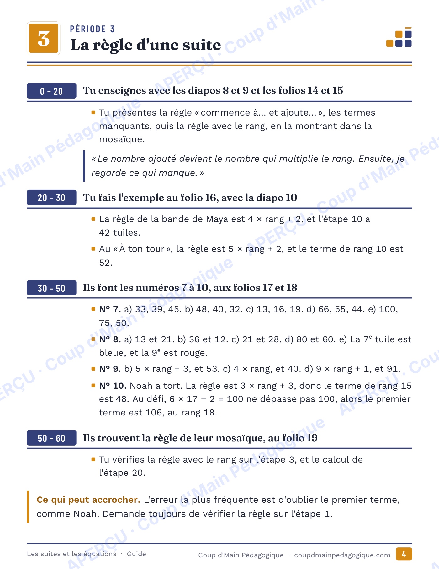 Page 4 — Les suites et les équations — 5e-6e année, unité