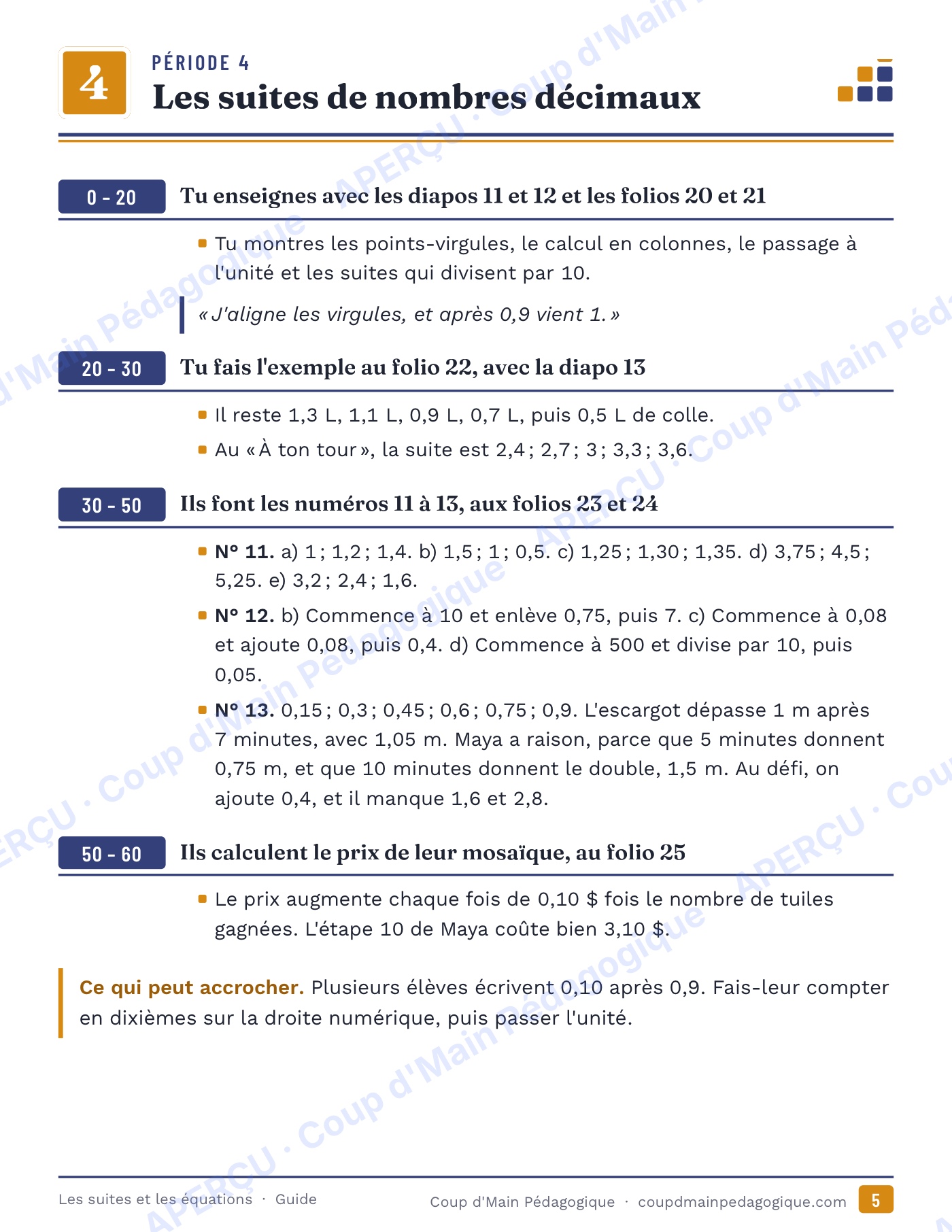 Page 5 — Les suites et les équations — 5e-6e année, unité
