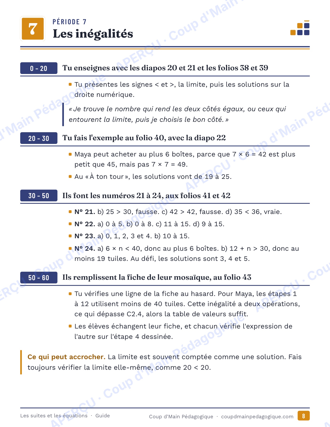 Page 8 — Les suites et les équations — 5e-6e année, unité