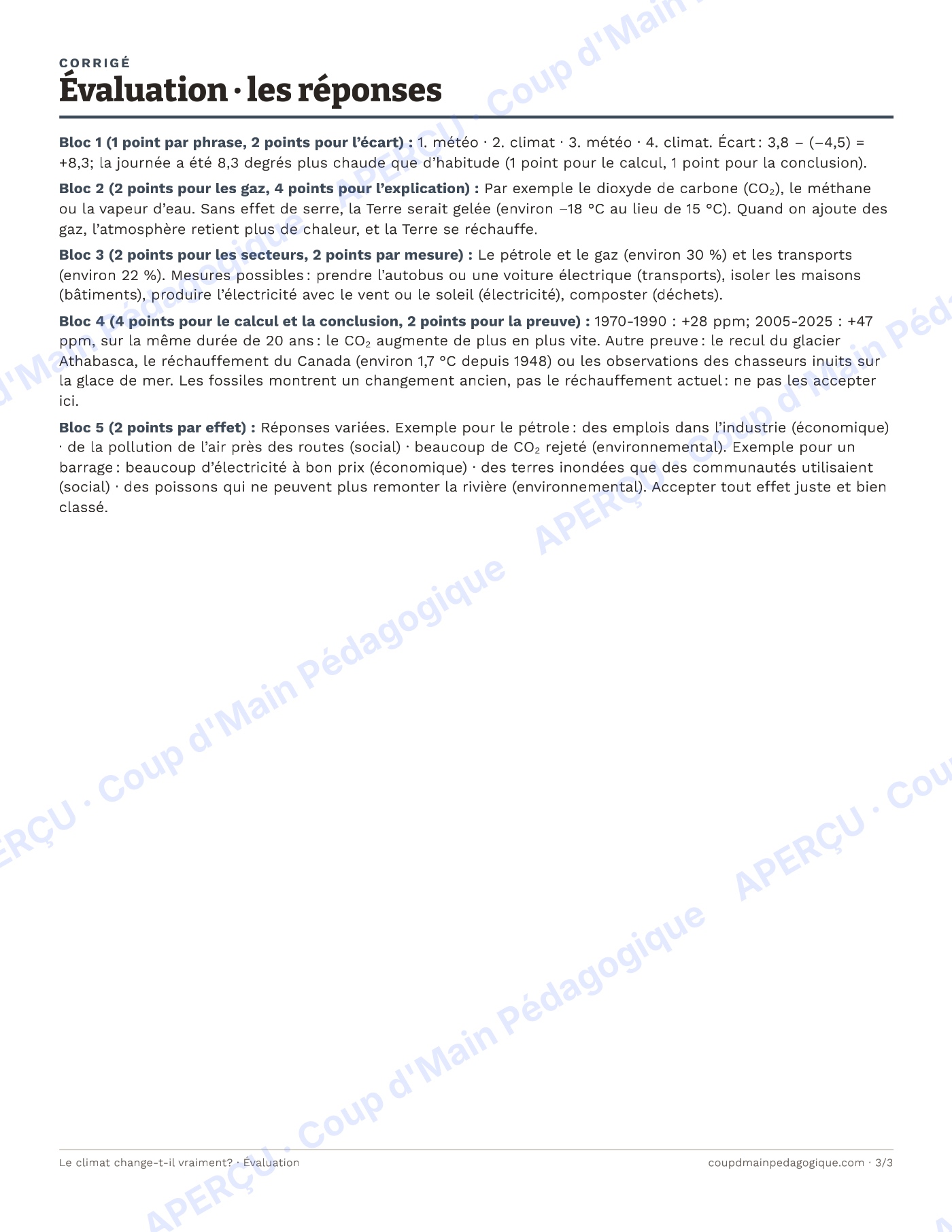 Page 3 — Le climat change-t-il vraiment? — 7e année, unité