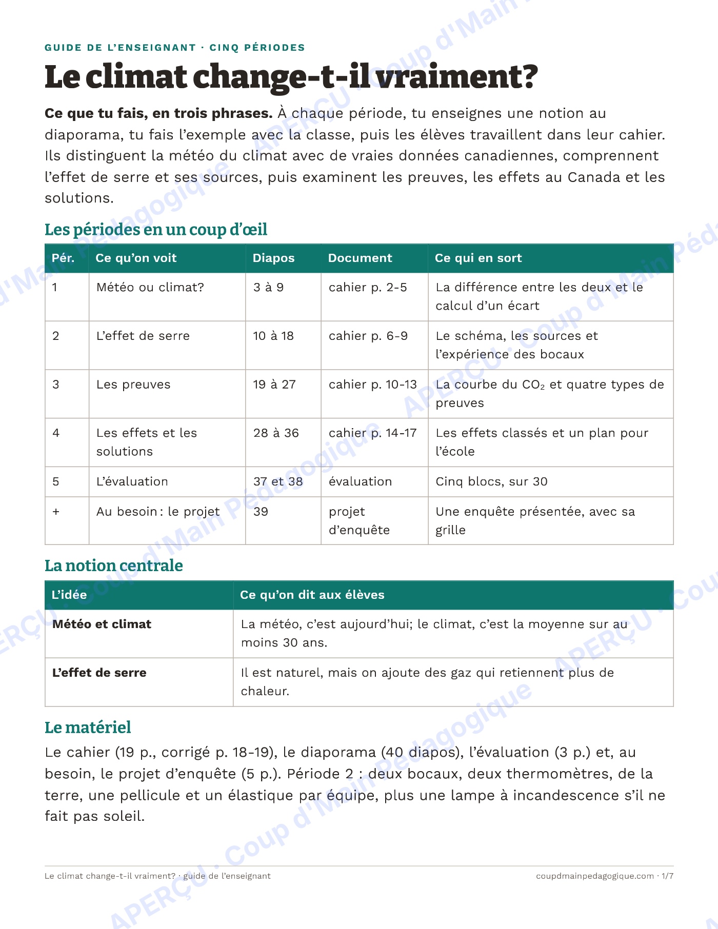 Page 4 — Le climat change-t-il vraiment? — 7e année, unité