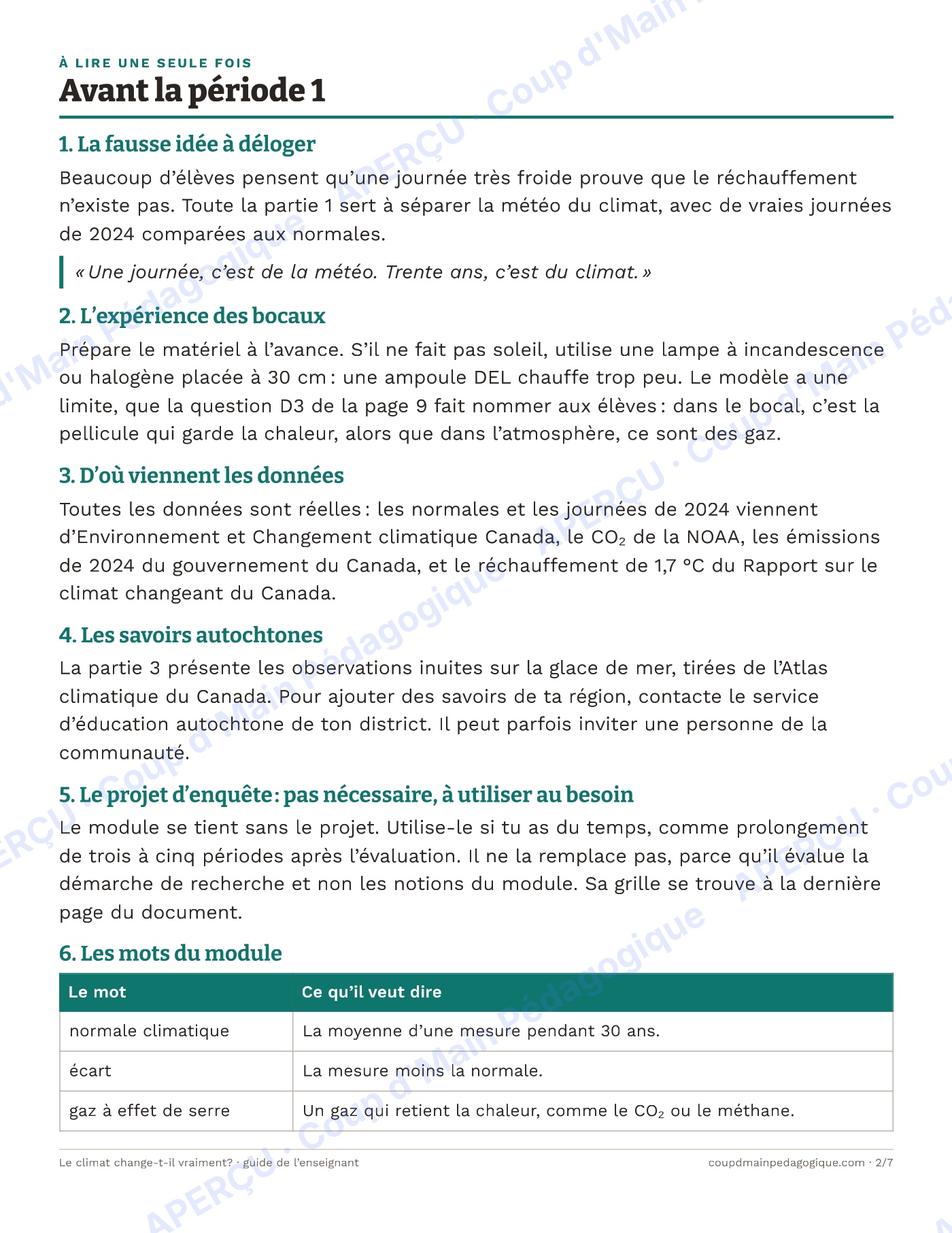 Page 5 — Le climat change-t-il vraiment? — 7e année, unité