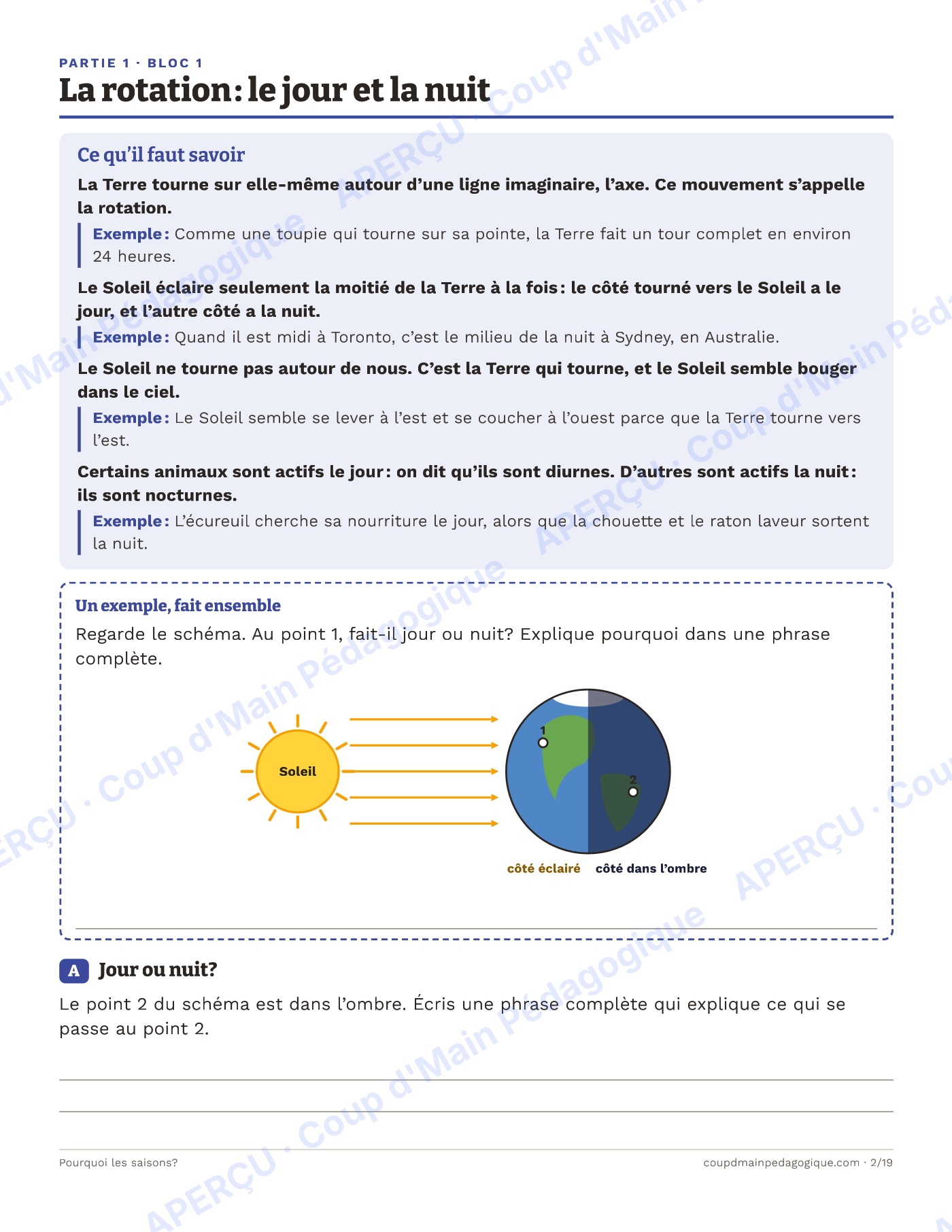 Page 2 — Pourquoi les saisons — 4e-6e année, unité complète