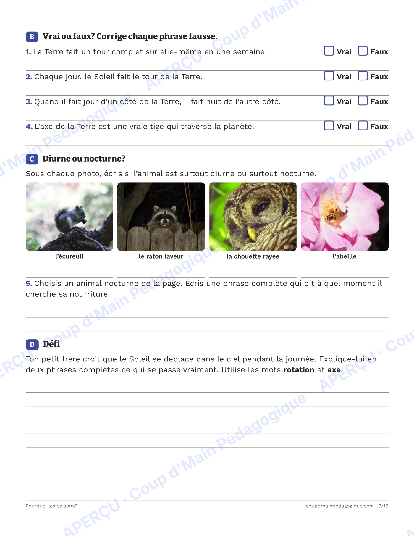 Page 3 — Pourquoi les saisons — 4e-6e année, unité complète