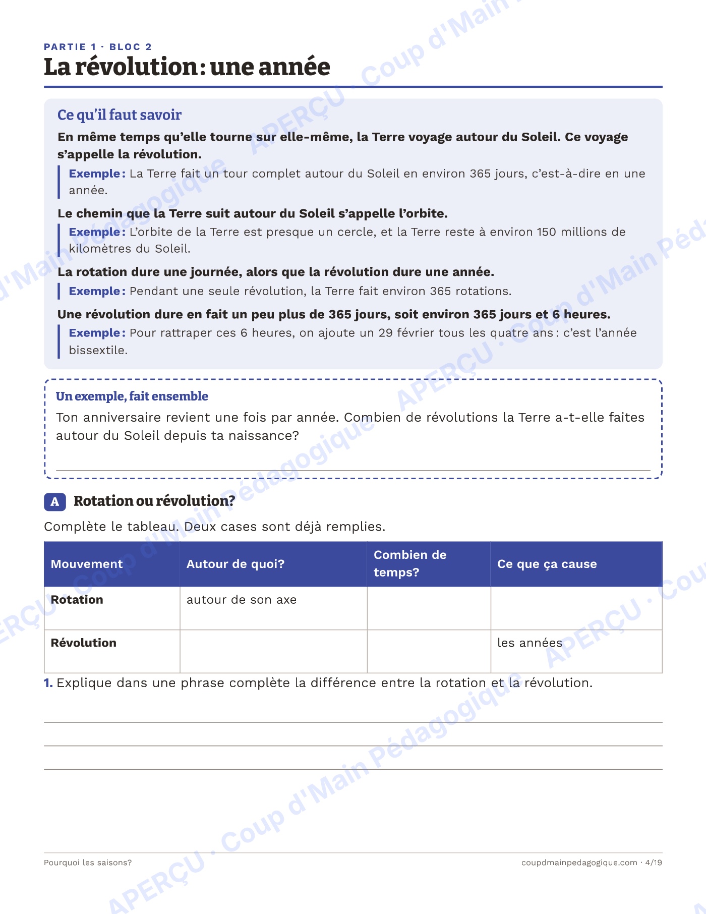 Page 4 — Pourquoi les saisons — 4e-6e année, unité complète
