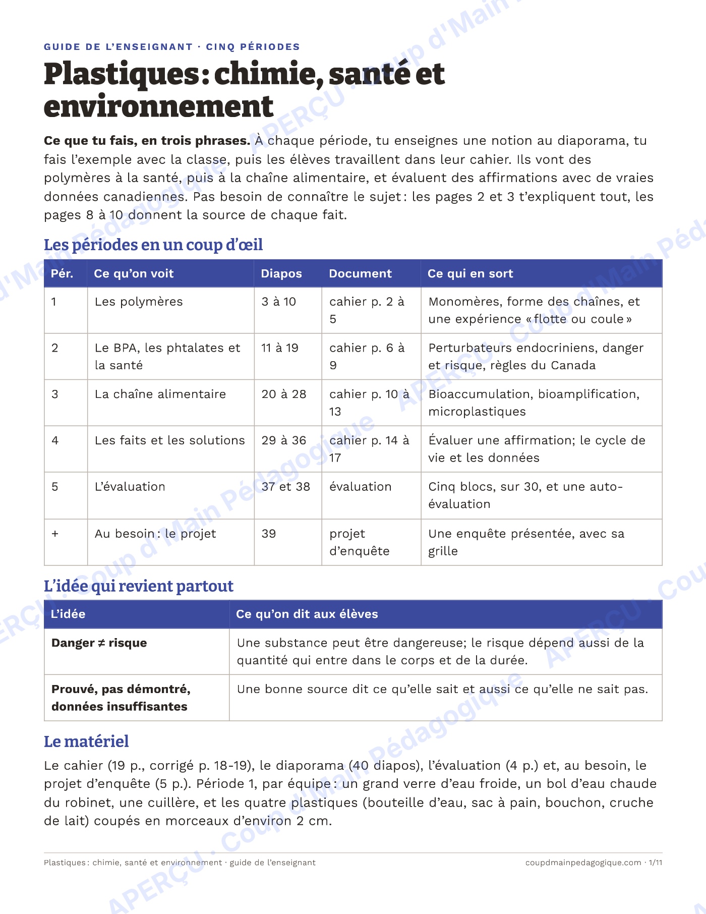 Page 1 — Plastiques : chimie, santé et environnement — 9e