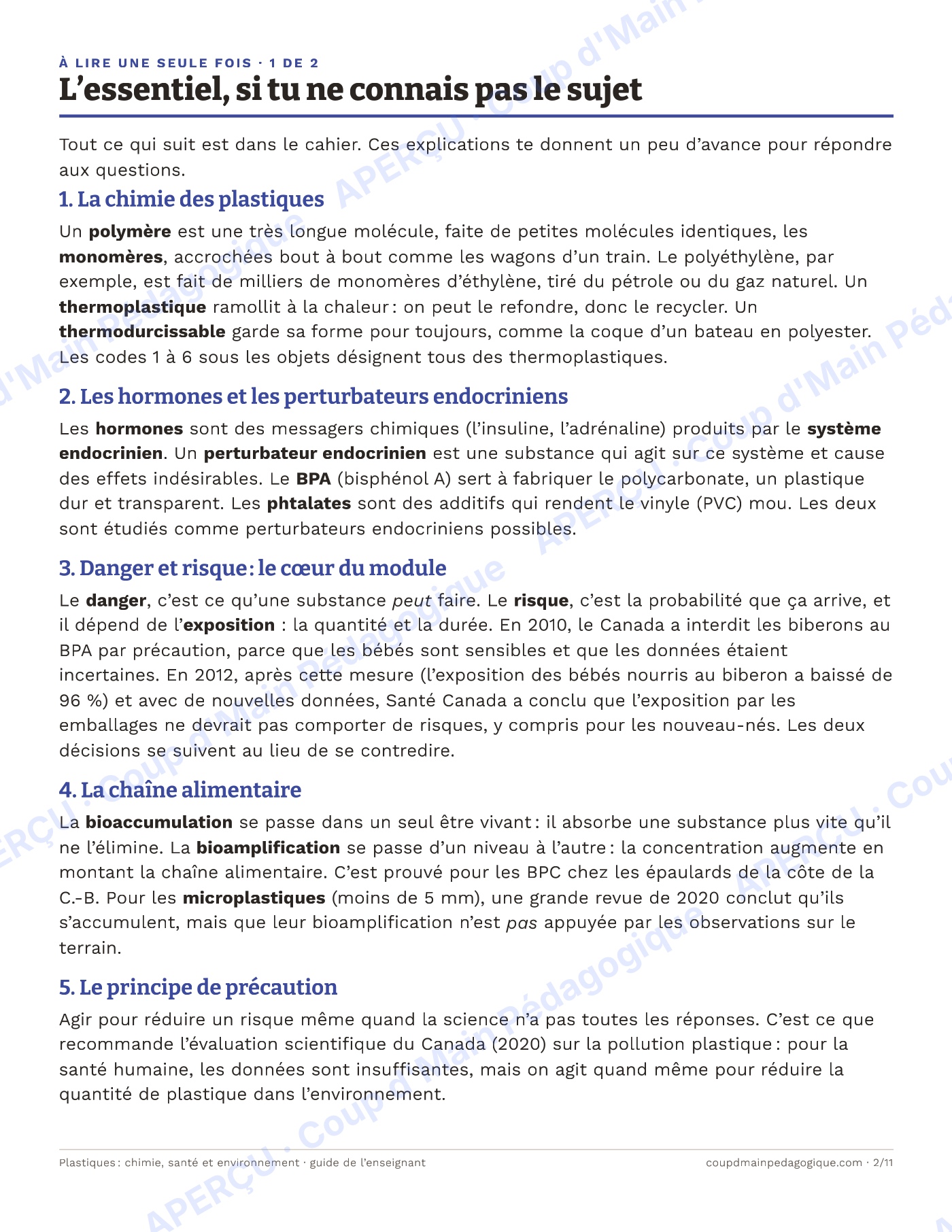Page 2 — Plastiques : chimie, santé et environnement — 9e