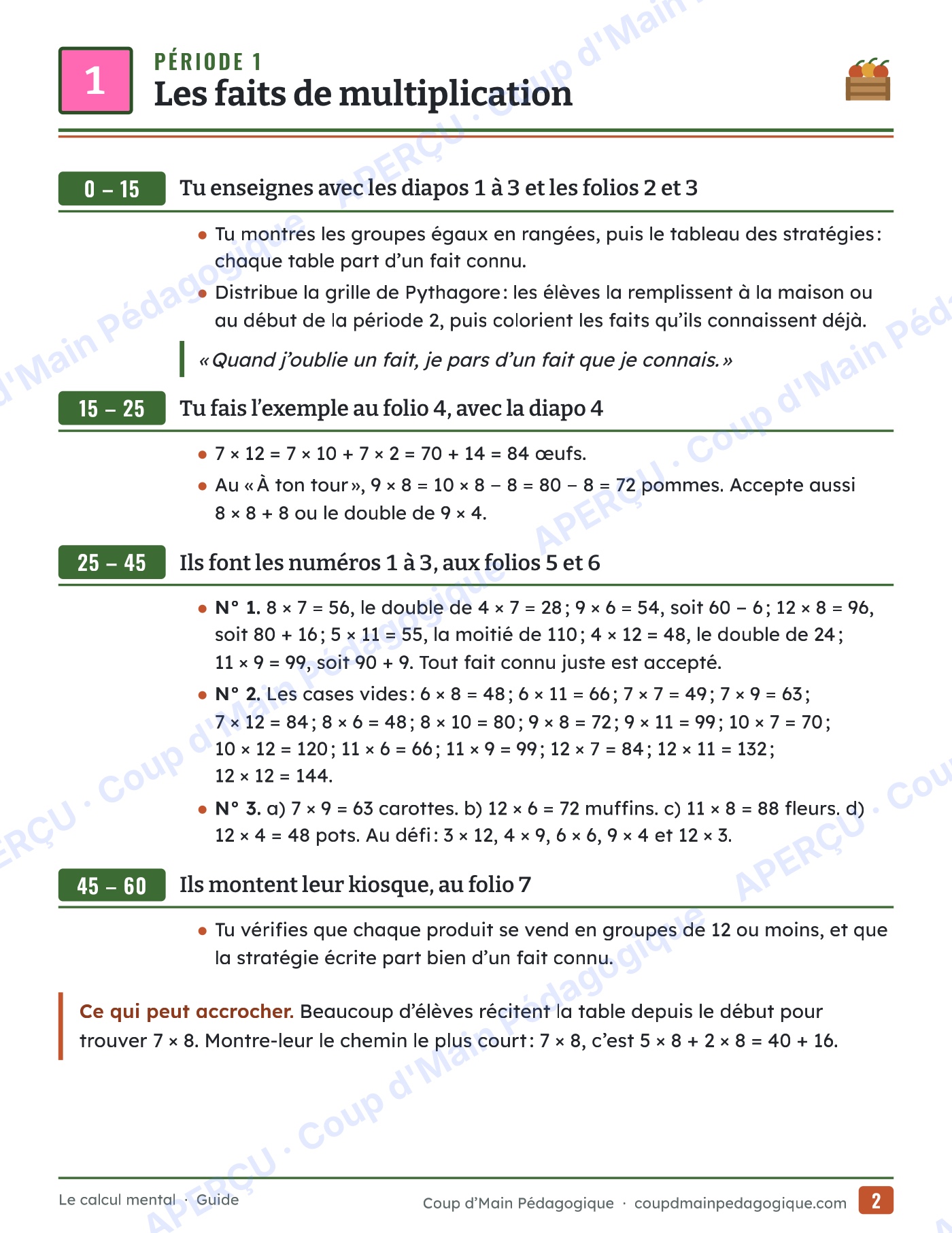 Page 2 — Le calcul mental — 5e-6e année, unité complète