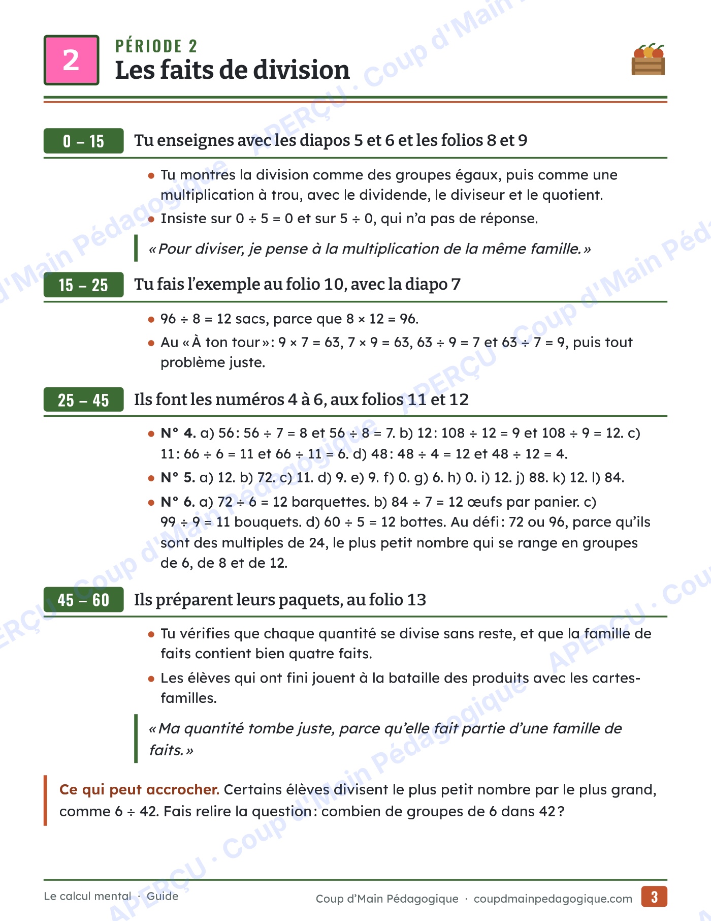 Page 3 — Le calcul mental — 5e-6e année, unité complète