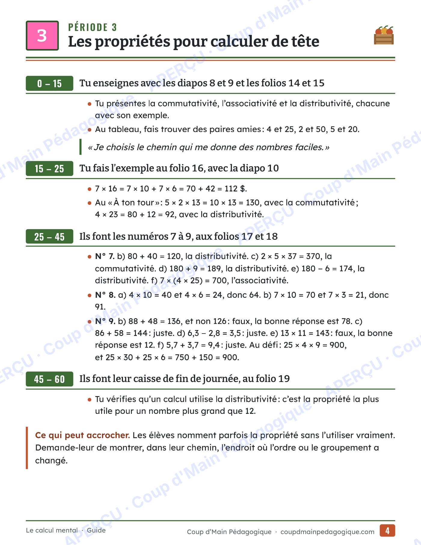 Page 4 — Le calcul mental — 5e-6e année, unité complète