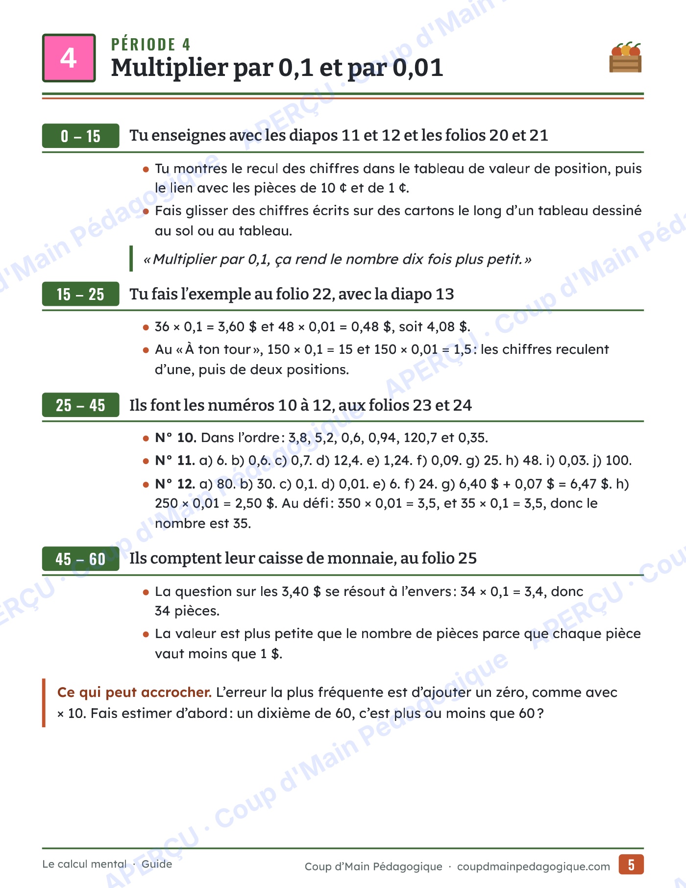 Page 5 — Le calcul mental — 5e-6e année, unité complète