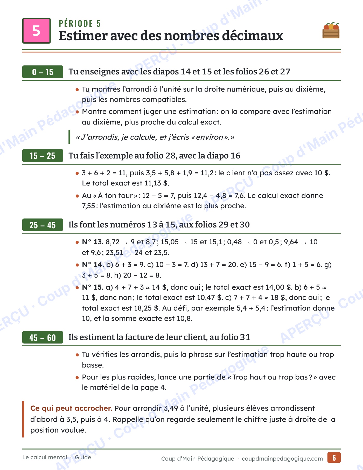Page 6 — Le calcul mental — 5e-6e année, unité complète