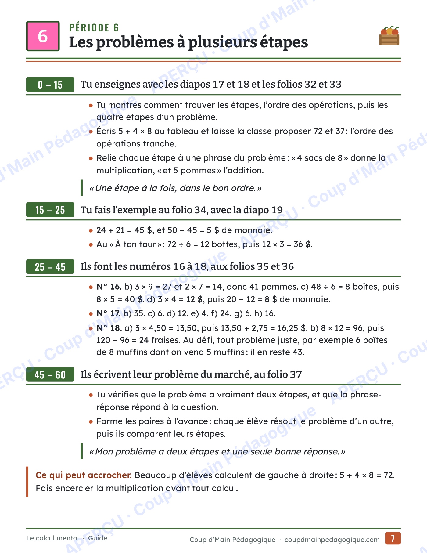 Page 7 — Le calcul mental — 5e-6e année, unité complète