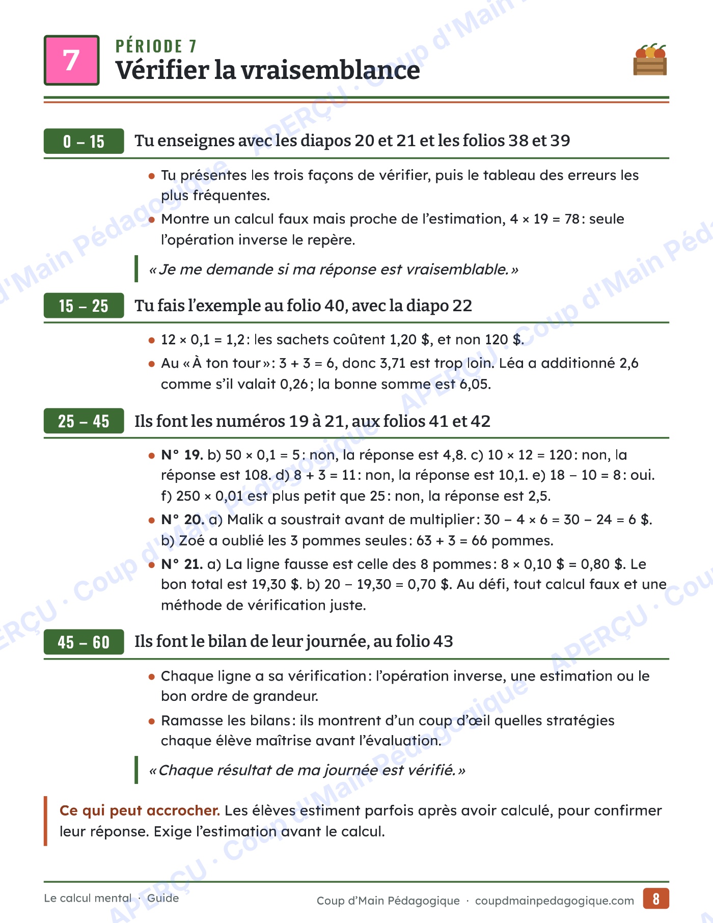 Page 8 — Le calcul mental — 5e-6e année, unité complète