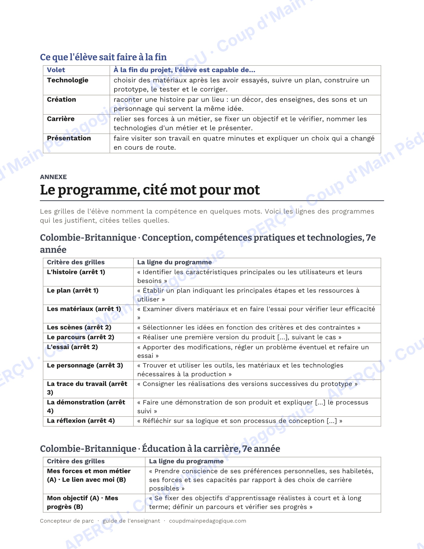 Page 6 — Concepteur de parc — 7e-8e, unité techno-carrière