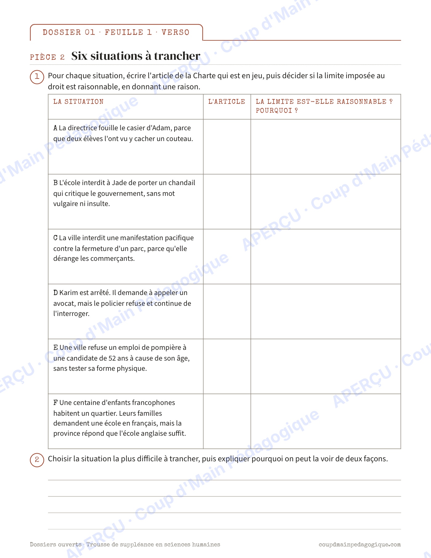 Page 2 — Sciences humaines — 10e-12e année, suppléance
