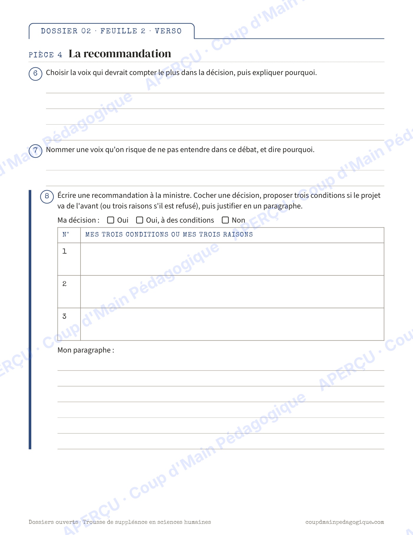 Page 8 — Sciences humaines — 10e-12e année, suppléance