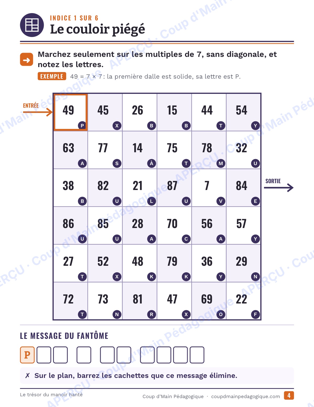 Page 4 — Le manoir hanté — 4e-6e année, chasse au trésor