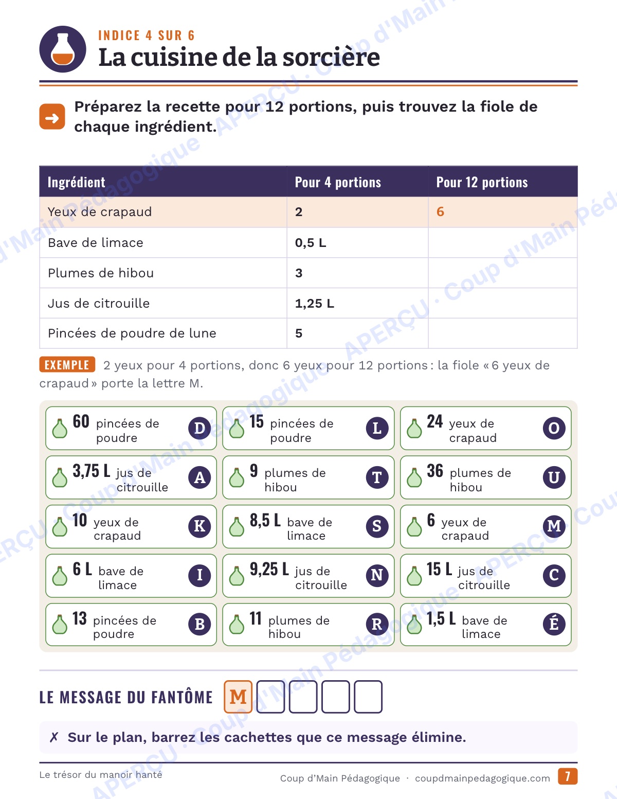 Page 7 — Le manoir hanté — 4e-6e année, chasse au trésor