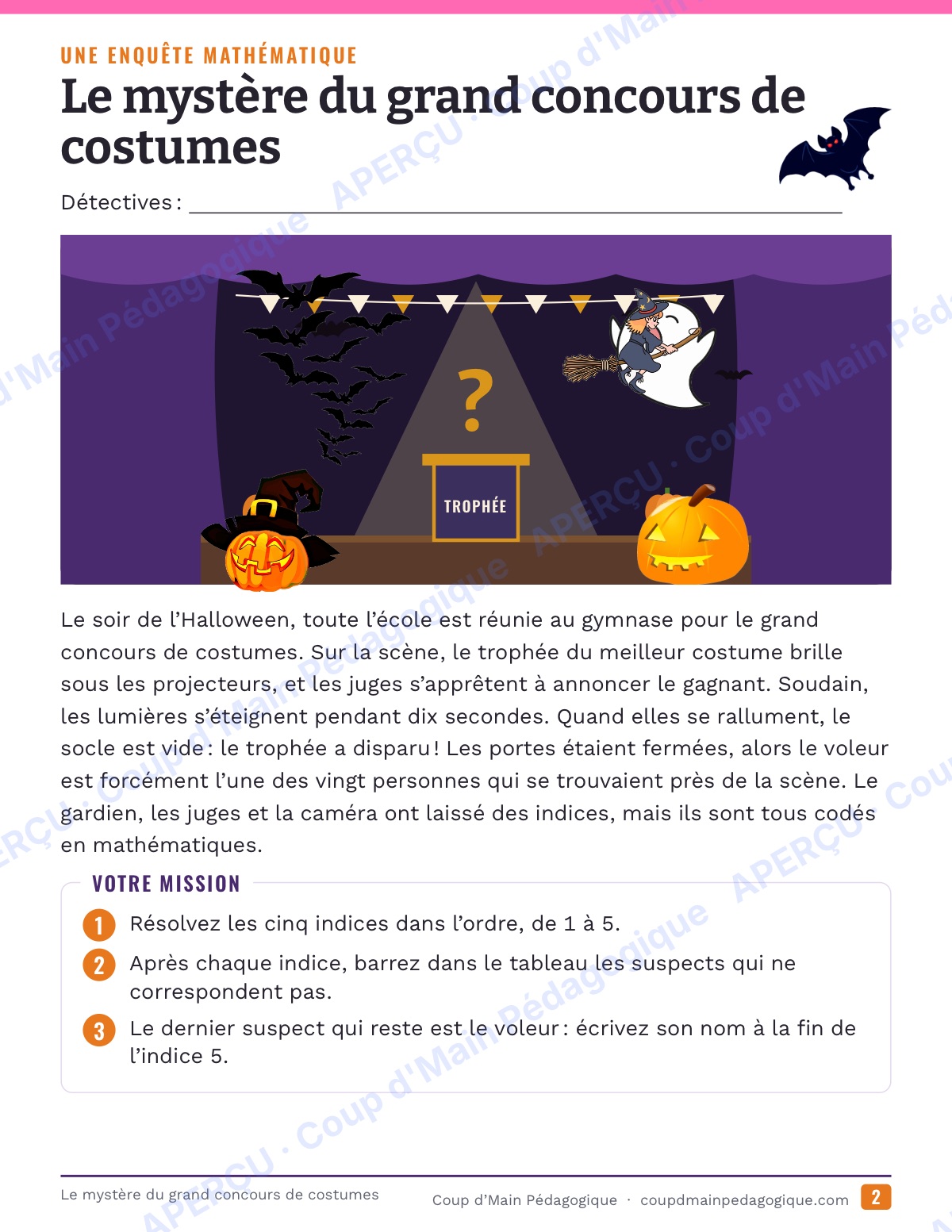 Page 2 — Le concours de costumes — 4e-6e, enquête maths