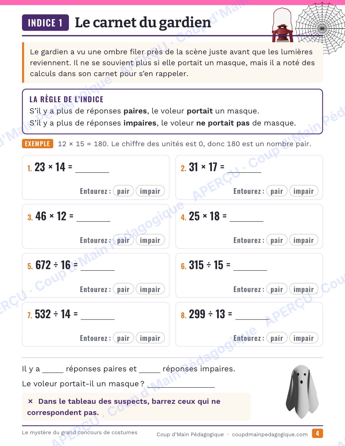 Page 4 — Le concours de costumes — 4e-6e, enquête maths