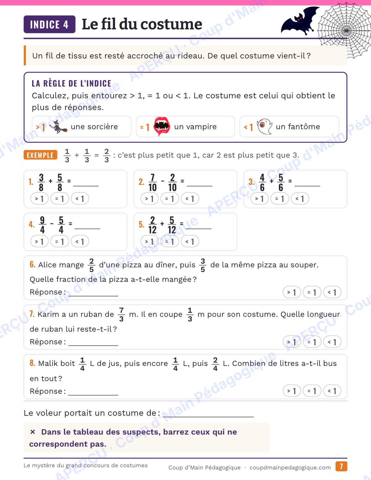 Page 7 — Le concours de costumes — 4e-6e, enquête maths