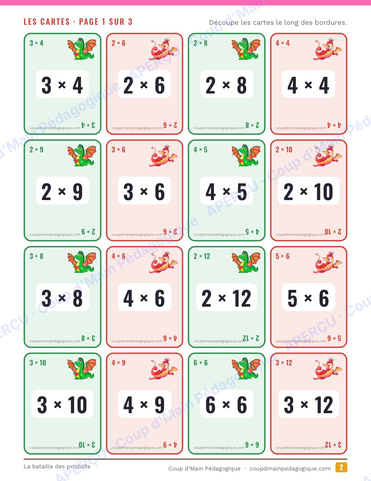 Page 7 — La bataille des produits — 4e-6e, multiplication