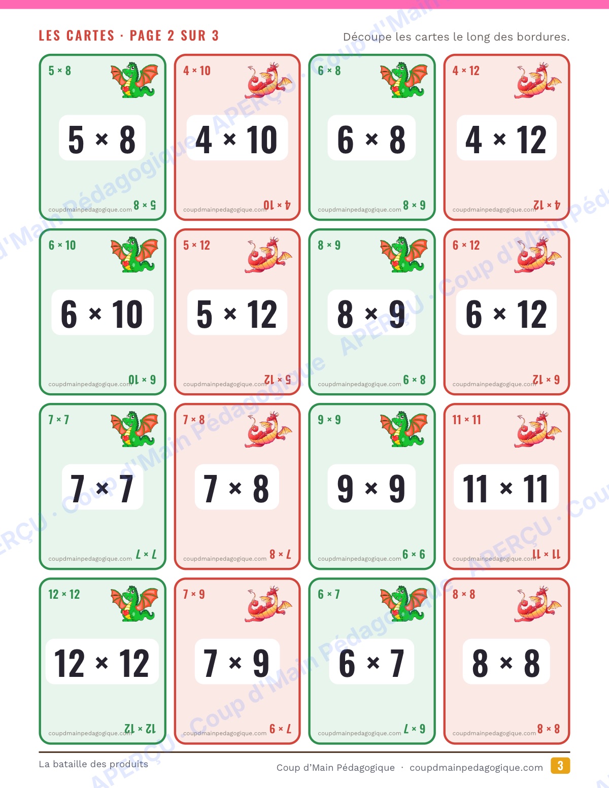 Page 8 — La bataille des produits — 4e-6e, multiplication