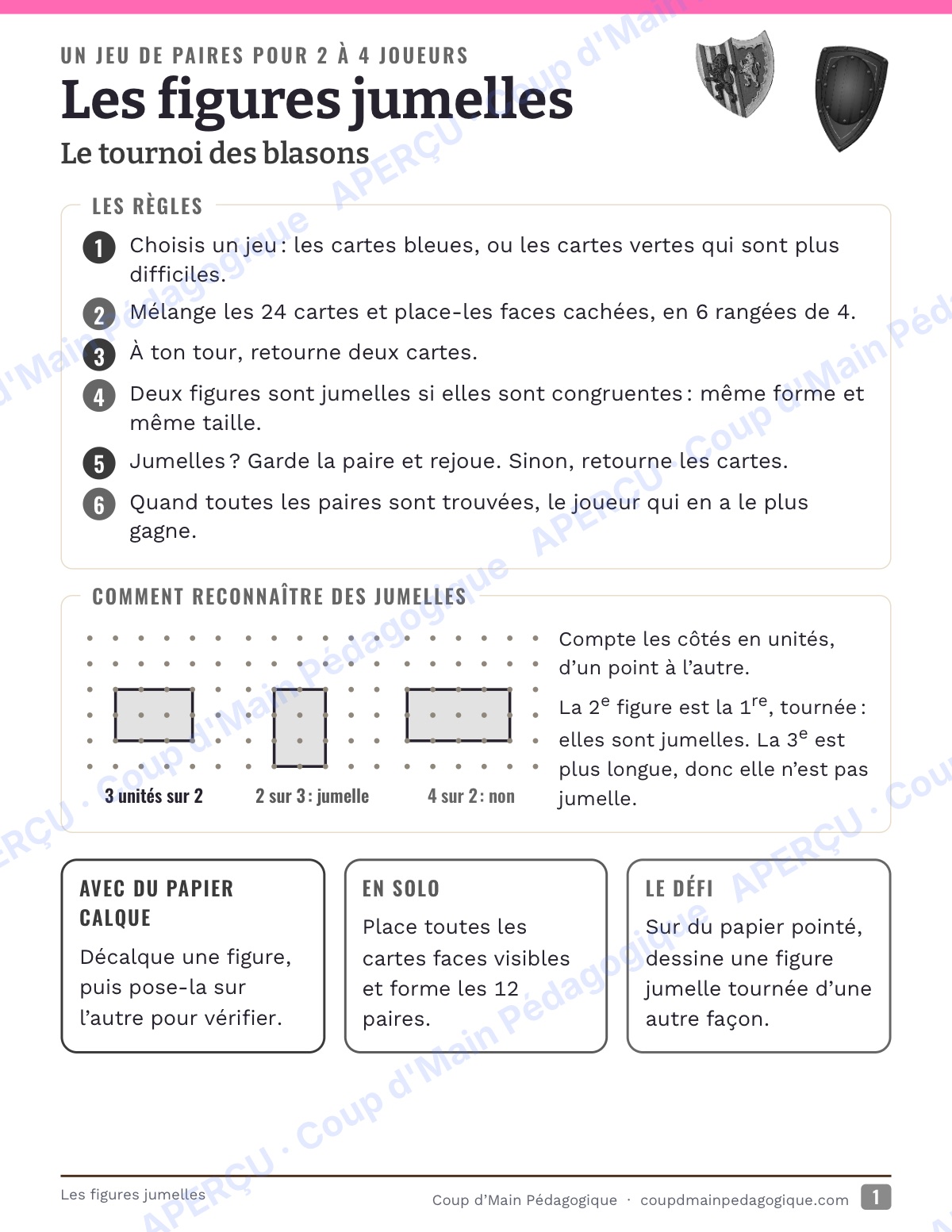 Page 6 — Les figures jumelles — 4e-6e, jeu de géométrie