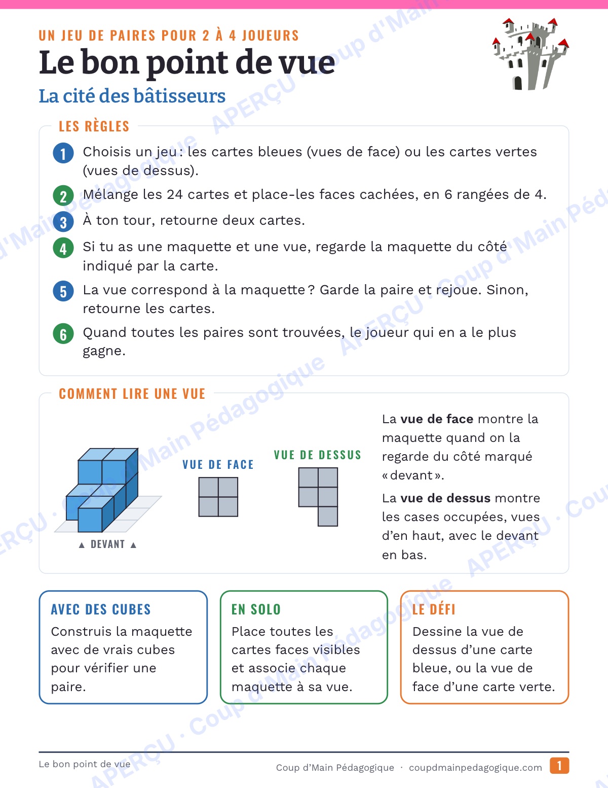 Page 1 — Le bon point de vue — 4e-6e année, jeu de paires