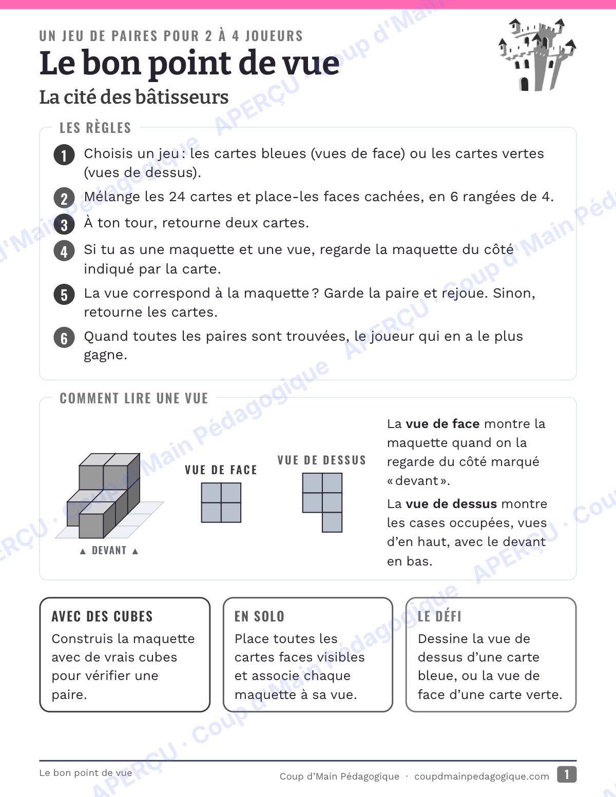 Page 6 — Le bon point de vue — 4e-6e année, jeu de paires