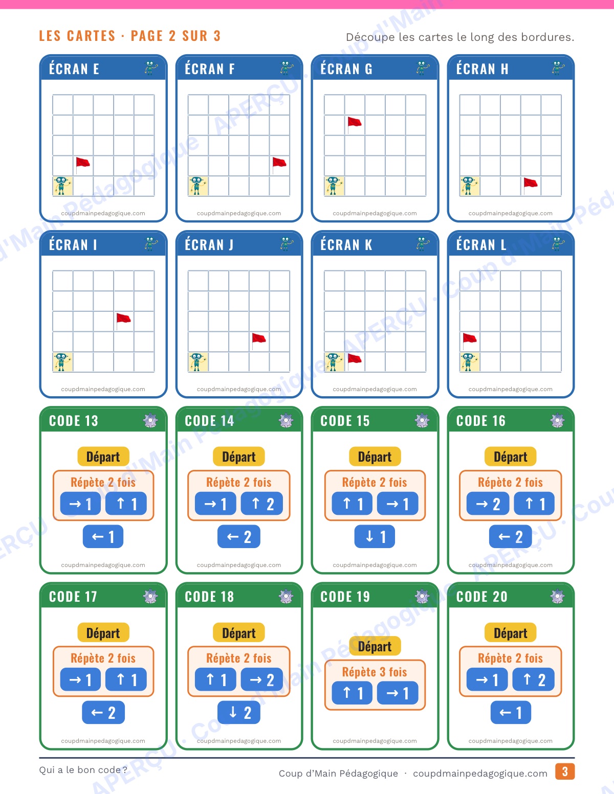 Page 3 — Qui a le bon code ? — 4e-6e année, jeu de codage